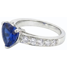Afbeelding in Gallery-weergave laden, Blauwe saffier edelsteen ring hart gesneden 3,50 karaat Prong set sieraden
