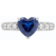 Afbeelding in Gallery-weergave laden, Blauwe saffier edelsteen ring hart gesneden 3,50 karaat Prong set sieraden
