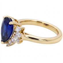 Afbeelding in Gallery-weergave laden, Blauwe saffier edelsteen ring met ronde en markiezin accenten 2,50 karaat
