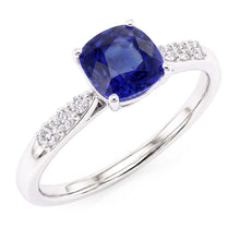 Afbeelding in Gallery-weergave laden, Blauwe saffier edelsteen ring wit goud 14K Natuurlijke echte diamant ( niet in het laboratorium gekweekt )en 2,50 karaat
