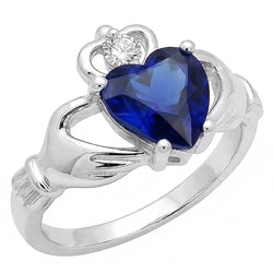 Blauwe saffier en Natuurlijke echte diamant ( niet in het laboratorium gekweekt )en ring hartvormig 2,25 karaat witgoud 14K