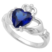 Afbeelding in Gallery-weergave laden, Blauwe saffier en Natuurlijke echte diamant ( niet in het laboratorium gekweekt )en ring hartvormig 2,25 karaat witgoud 14K
