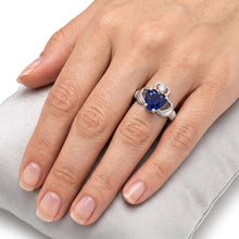 Afbeelding in Gallery-weergave laden, Blauwe saffier en Natuurlijke echte diamant ( niet in het laboratorium gekweekt )en ring hartvormig 2,25 karaat witgoud 14K
