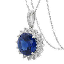Afbeelding in Gallery-weergave laden, Halsketting met Blauwe Saffier en IGI GECERTIFICEERDE Diamanten Hanger 8.40 Karaat Witgoud 14K

