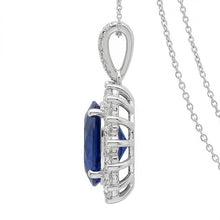 Afbeelding in Gallery-weergave laden, Halsketting met Blauwe Saffier en IGI GECERTIFICEERDE Diamanten Hanger 8.40 Karaat Witgoud 14K
