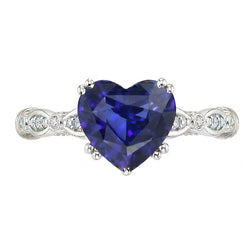 Blauwe saffier hart edelsteen ring 2,50 karaat antieke stijl sieraden