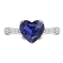 Afbeelding in Gallery-weergave laden, Blauwe saffier hart edelsteen ring 2,50 karaat antieke stijl sieraden
