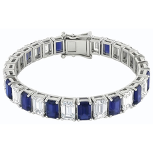 Afbeelding in Gallery-weergave laden, IGI GECERTIFICEERD Blauwe Saffier Smaragdslijpsel Tennisarmband 12 Karaat Sieraden Nieuw
