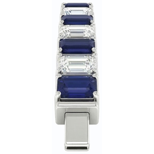 Afbeelding in Gallery-weergave laden, IGI GECERTIFICEERD Blauwe Saffier Smaragdslijpsel Tennisarmband 12 Karaat Sieraden Nieuw
