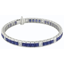 Afbeelding in Gallery-weergave laden, IGI GECERTIFICEERDE Blauwe Saffier Tennisarmband Prinsesslijpsel 25 Karaat Witgoud 14K
