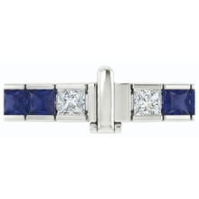 Afbeelding in Gallery-weergave laden, IGI GECERTIFICEERDE Blauwe Saffier Tennisarmband Prinsesslijpsel 25 Karaat Witgoud 14K
