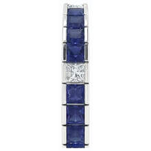 Afbeelding in Gallery-weergave laden, IGI GECERTIFICEERDE Blauwe Saffier Tennisarmband Prinsesslijpsel 25 Karaat Witgoud 14K
