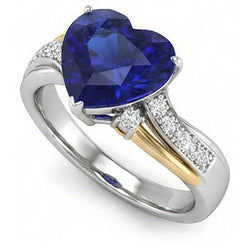 Echte Saffier Ring 3 Karaat - 14K Bicolor Goud