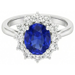 Blauwe saffier verlovingsring