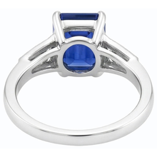 Afbeelding in Gallery-weergave laden, Blauwe smaragd saffier ring stokbrood &amp; ronde Natuurlijke echte diamant ( niet in het laboratorium gekweekt ) 4 karaat
