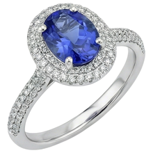 Afbeelding in Gallery-weergave laden, echte round tanzaniet 10.75karaat ring close-up detail
