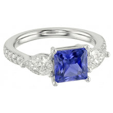 Afbeelding in Gallery-weergave laden, Blauwe Saffier Edelsteen Stralende Geslepen Ring Peer &amp; Ronde Diamanten 3 Karaat
