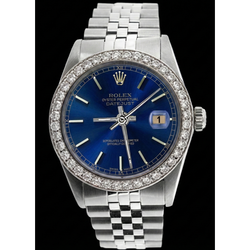 Blauwe Stok wijzerplaat Horloge roestvrij staal jubileum Natuurlijke echte diamant ( niet in het laboratorium gekweekt ) doorlopend Rolex Heren