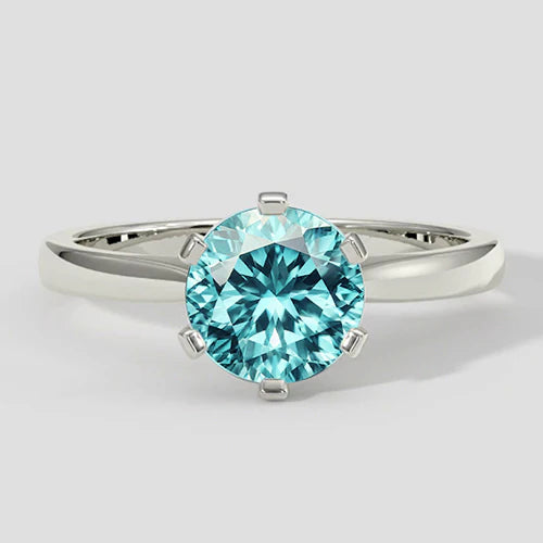 Blauwe ronde Paraiba ring 3ct