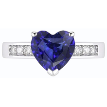 Afbeelding in Gallery-weergave laden, Blauwe saffier Natuurlijke echte diamant ( niet in het laboratorium gekweekt )en ring hart geslepen edelsteen goud 14K 2,50 karaat

