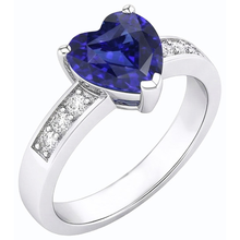 Afbeelding in Gallery-weergave laden, Blauwe saffier Natuurlijke echte diamant ( niet in het laboratorium gekweekt )en ring hart geslepen edelsteen goud 14K 2,50 karaat
