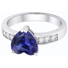 Afbeelding in Gallery-weergave laden, Blauwe saffier Natuurlijke echte diamant ( niet in het laboratorium gekweekt )en ring hart geslepen edelsteen goud 14K 2,50 karaat
