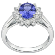 Afbeelding in Gallery-weergave laden, Bloemstijl Tanzaniet Met Natuurlijke uit de aarde gewonnen Diamanten 6.50 Karaat Ring Witgoud 14K
