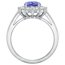 Afbeelding in Gallery-weergave laden, Bloemstijl Tanzaniet Met Natuurlijke uit de aarde gewonnen Diamanten 6.50 Karaat Ring Witgoud 14K
