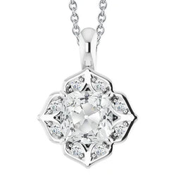 Bloem Stijl Dia Echt Diamant Hanger Kussen Oude Geslepen Ketting 6 Cts