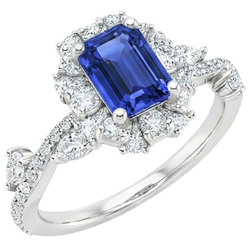 Bloemstijl Ring Emerald Sri Lankaanse Saffier & Diamant 5 Karaat
