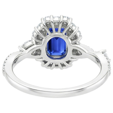 Afbeelding in Gallery-weergave laden, Bloemstijl Ring Emerald Sri Lankaanse Saffier &amp; Diamant 5 Karaat
