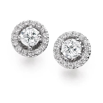 Briljant Geslepen 2,3 Karaat Echt Diamanten Lady Studs Halo Oorbellen Wit Goud