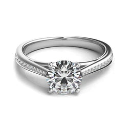 Briljantslijpsel 2.90 Karaat uit de aarde gewonnen Diamanten Dames Verlovingsring Witgoud 14K
