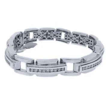 Briljant Geslepen Echt Diamanten Heren Armband Witgouden Sieraden 6 Karaat