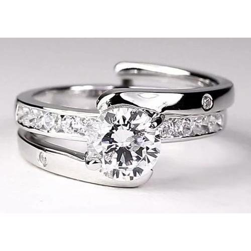 Bypass Shank Setting Ronde Echt Diamanten Verlovingsring 2 Karaat