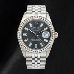 Rolex Datejust 16014 36mm Grijze Diamanten Wijzerplaat Roestvrij Staal Horloge