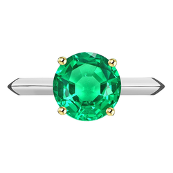 Smaragd Sieraadsteen Ring – Tweekleurig 14K Goud 3 karaat