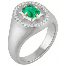 Afbeelding in Gallery-weergave laden, Edelsteen Ring Bicolor 14K Goud met Smaragd – vooraanzicht
