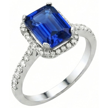 Afbeelding in Gallery-weergave laden, echte round saffier 3.50karaat ring close-up detail

