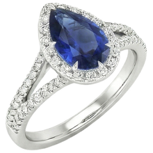 Afbeelding in Gallery-weergave laden, Natuurlijke Echte (Niet Labgekweekt) Halo Ceylonese Blauwe S
affier Ring
