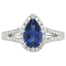 Afbeelding in Gallery-weergave laden, Natuurlijke Echte (Niet Labgekweekt) Halo Ceylonese Blauwe S
affier Ring
