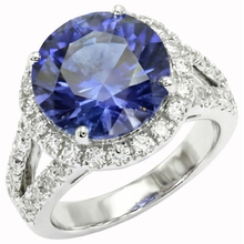 Afbeelding in Gallery-weergave laden, echte round saffier 6karaat ring close-up detail
