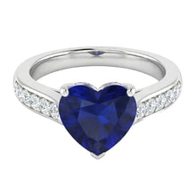 Afbeelding in Gallery-weergave laden, Ceylon Saffier Diamanten Ring 4 karaat taps toelopende schacht edelsteen sieraden
