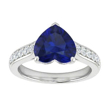 Afbeelding in Gallery-weergave laden, Ceylon Saffier Diamanten Ring 4 karaat taps toelopende schacht edelsteen sieraden
