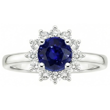 Afbeelding in Gallery-weergave laden, Ceylon Saffier En Diamanten 2.20 Karaat Ring Wit Goud 14K
