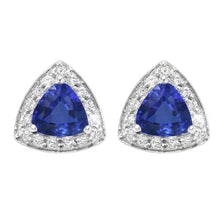 Afbeelding in Gallery-weergave laden, Ceylon Kleur Saffier En IGI GECERTIFICEERDE Diamanten 6.60 Karaat Oorknoppen Witgoud 14K
