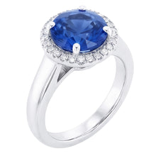 Afbeelding in Gallery-weergave laden, Ceylon Saffier En Diamanten Verlovingsring 3.75Ct Witgoud 14K
