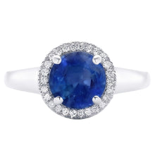 Afbeelding in Gallery-weergave laden, Ceylon Saffier En Diamanten Verlovingsring 3.75Ct Witgoud 14K
