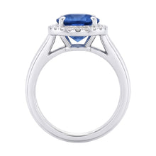 Afbeelding in Gallery-weergave laden, Ceylon Saffier En Diamanten Verlovingsring 3.75Ct Witgoud 14K
