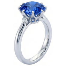 Afbeelding in Gallery-weergave laden, echte round saffier 1.90karaat ring close-up detail
